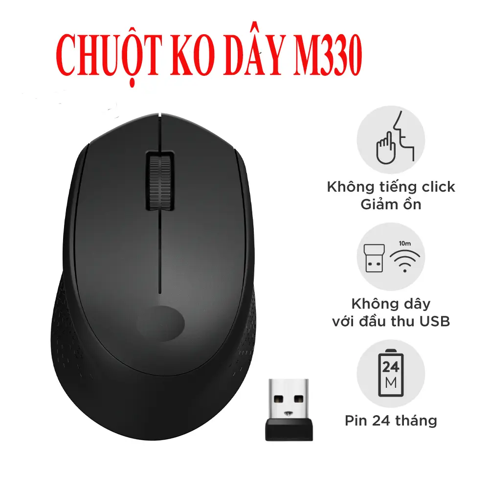Chuột không dây chống ồn OEM M330 phù hợp cho văn phòng - giảng dạy dùng cho Máy Tính PC & Laptop