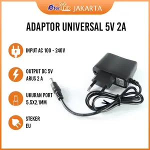 Power Adaptor Konverter 5V 2A  5.5 x 2.1mm EU Plug Alat Cash / Charger Adaptor Converter 5 Volt 2 Ampere