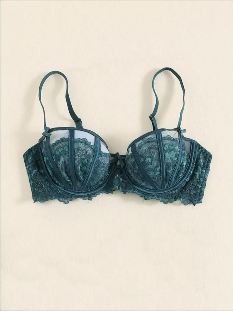 Product Introduction of Women's Bow Decor Floral Lace Bra, Elegant Adjustable Strap Push Up Bra Lingerie Top, Soft Comfortable Breathable Underwear for Women 20