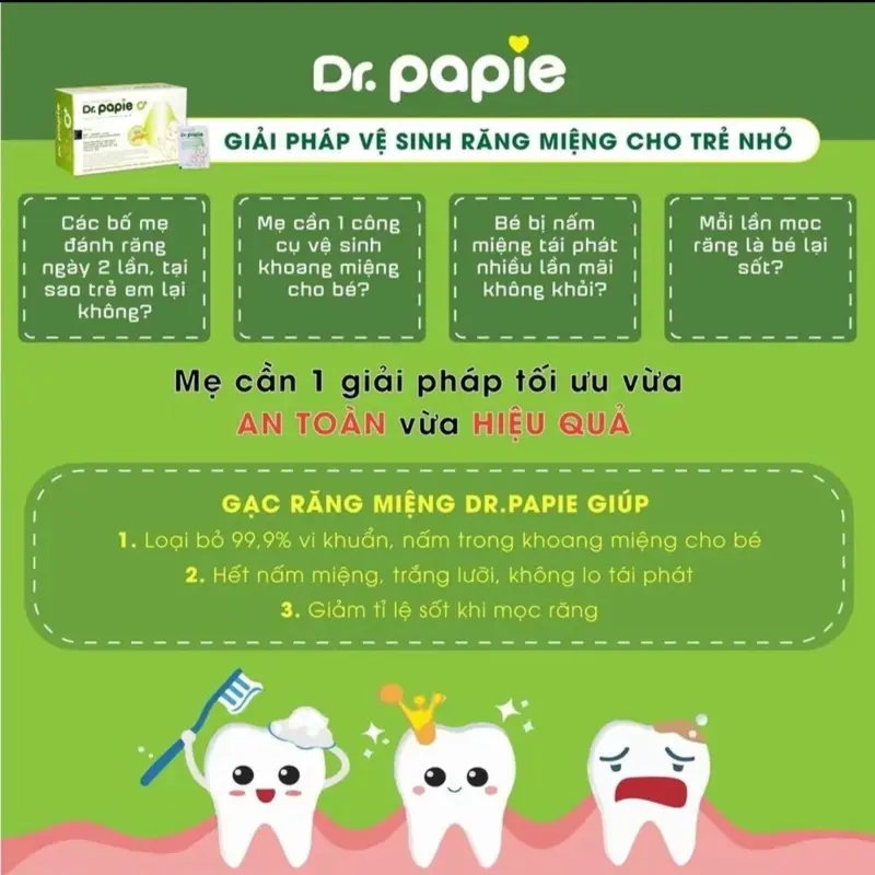 Gạc rơ lưỡi Dr.Papie tiêu chuẩn 5sao - 30 gói/hộp - Kem, Voi 3