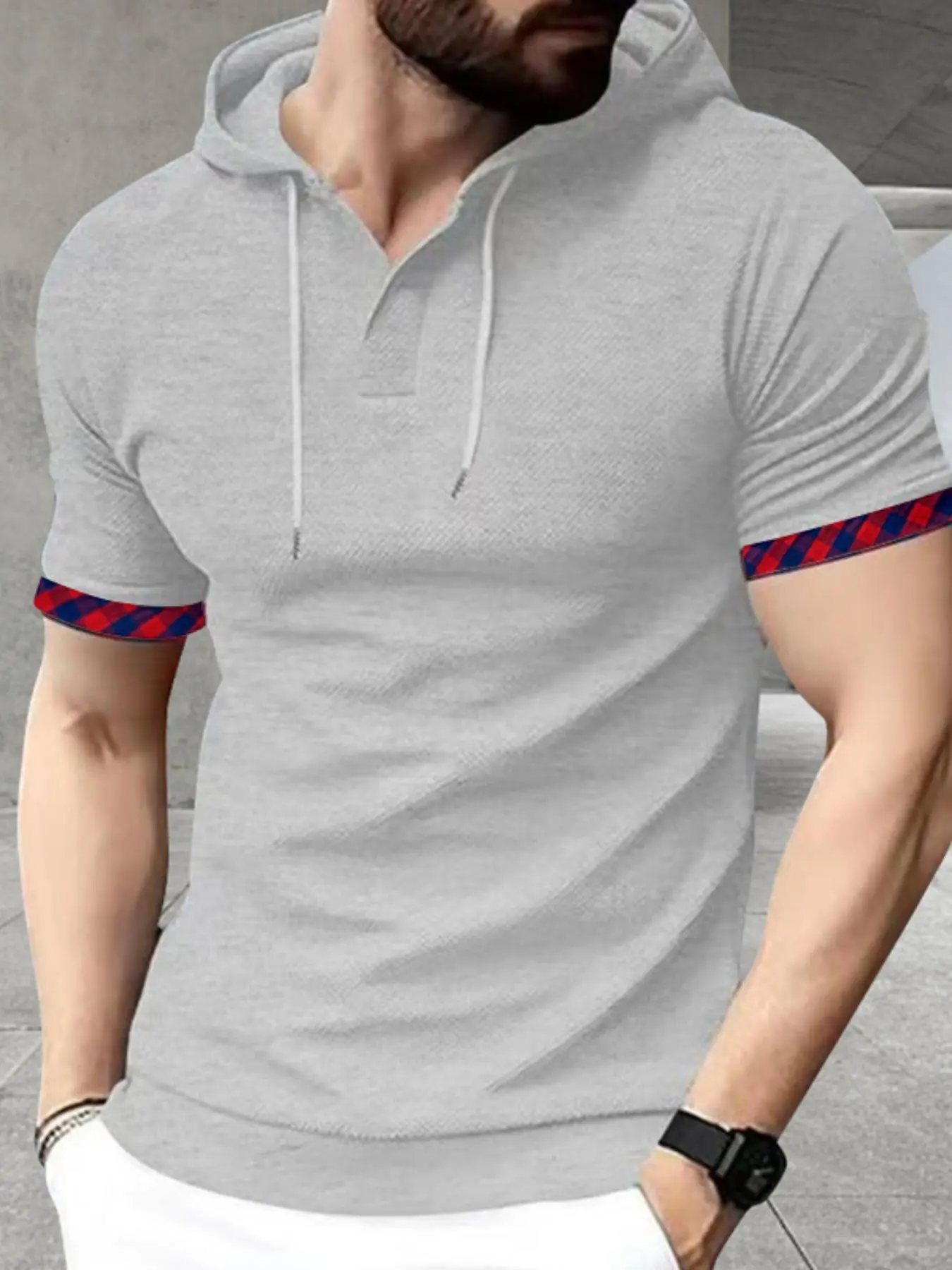 Men's Regular Fit Colorblock Raglan Sleeve Hoodie, Casual Breathable Comfortable Hooded Sweatshirt for Daily Wear, Men's Clothes for Summer