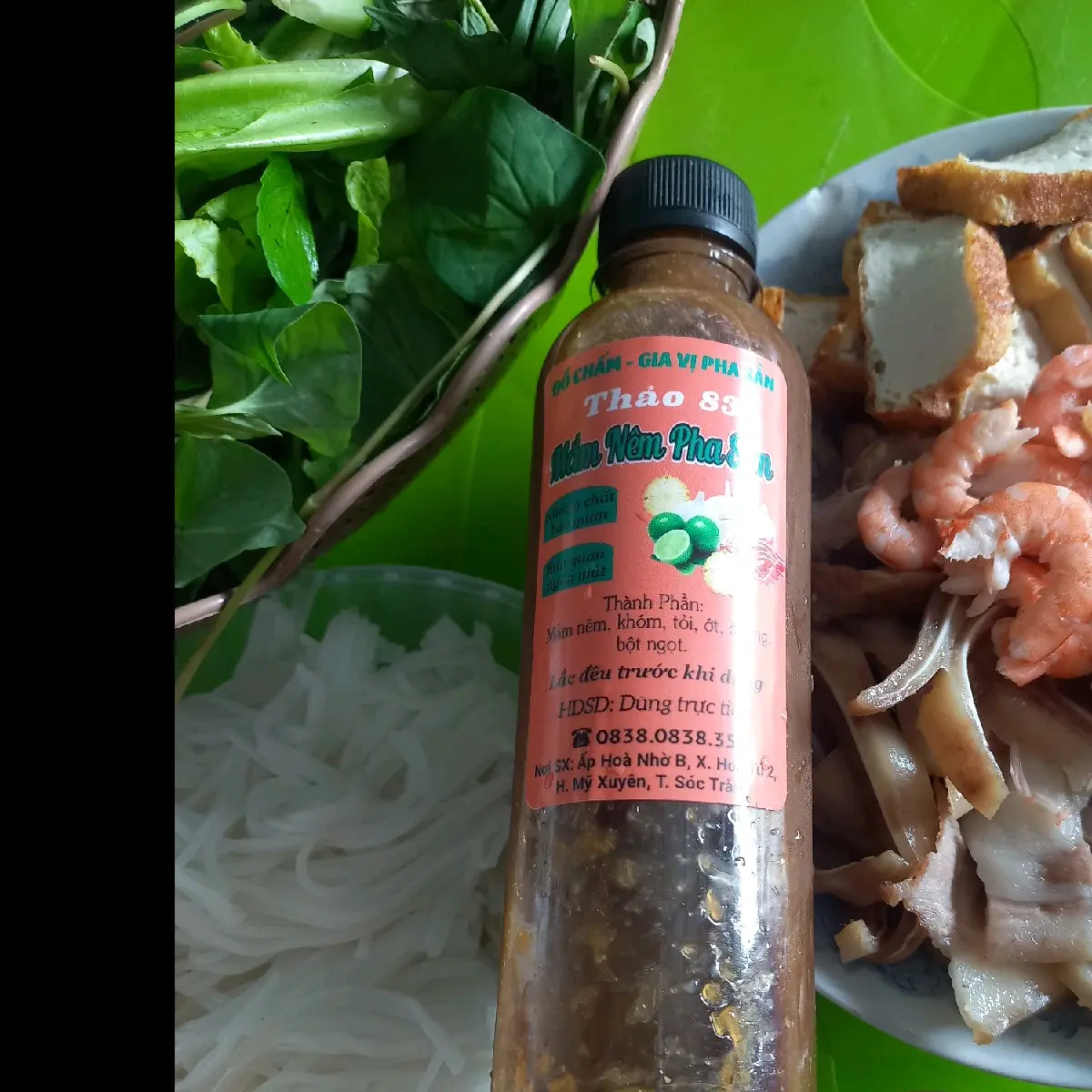 THẢO 83: 01 chai MẮM NÊM PHA SẴN chấm bò xào,thịt luộc,nem nướng, cá nướng chai 350g Nước Sốt Gia Vị