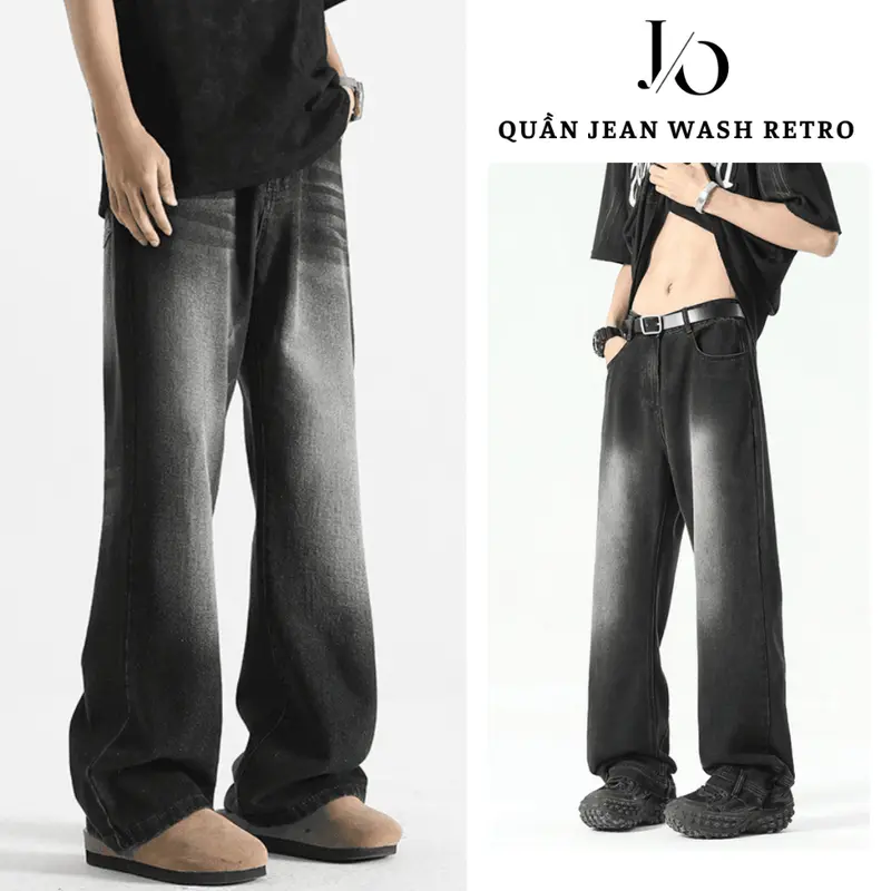 🎉FREE SHIP🎉Quần Jean Nam WASH Mài Dáng Suông Ống Rộng Quần Baggy Retro 2 Màu Wash Phong Cách Hàn Quốc MIAA 0