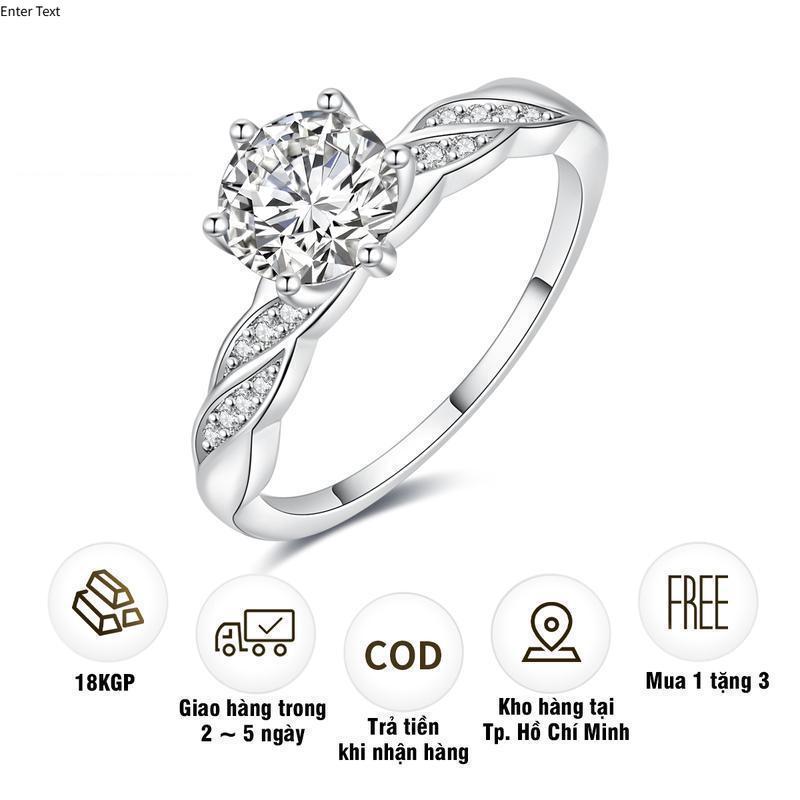  GOLBAL-- - Nhẫn mạ bạc S925 thiết kế xoắn ốc đính đá Zircon tròn phong cách thời trang trang sức nhẫn 
