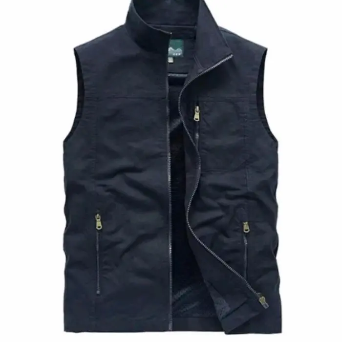 jaket rompi motor keren/rompi catton dril/rompi pria - cream, M 3