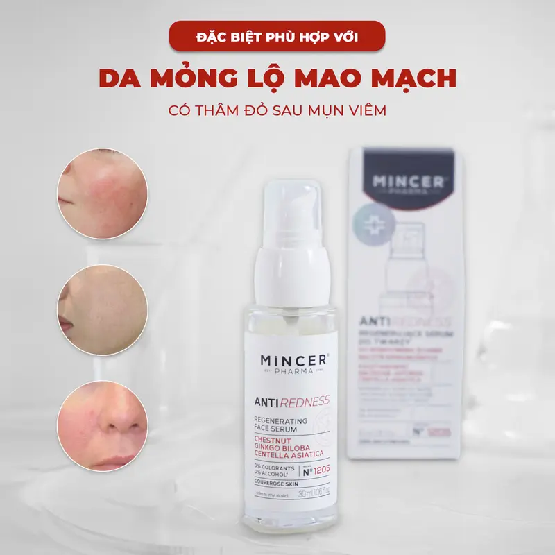 Tinh Chất Hỗ Trợ Giảm Đỏ, Hỗ Trợ Giảm Lộ Mao Mạch Trên Da Mincer Pharma Anti Redness Regenerating Face Serum 30ml 4
