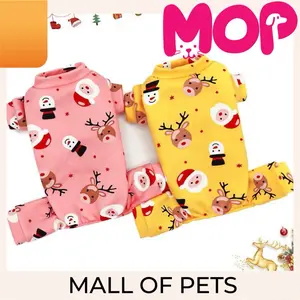 MOP / Jumpsuit Anjing Kucing Natal / Baju Christmas Hewan / Pet Clothes Santa / Piyama Jumpsuit Anabul Tema Natal Hangat / Baju Tidur Anjing Kucing Tebal Edisi Holiday