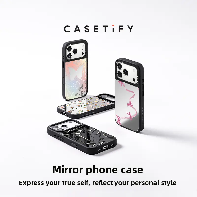 CASETiFY Black Garden White Cross Flower with MagSafe for iPhone