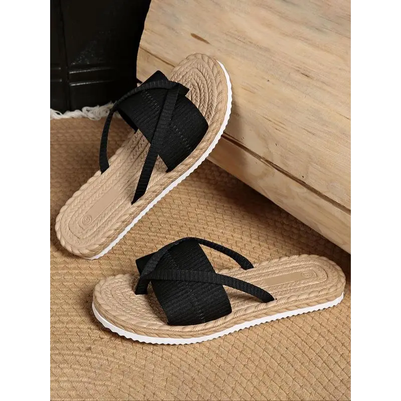 Women's Fashionable Plain Color Slides, Casual Comfortable Flat Sandals for Summer, Lightweight Non-slip Slippers for Indoor & Outdoor Wear, Walking Shoes 2