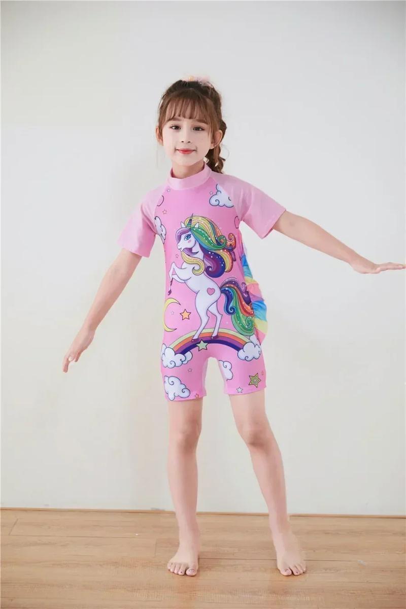Product Introduction of Conservative Swimsuit 2024 One-piece Girl's Short-sleeved Shorts Swimsuit Cartoon Cute Children's Swimsuit Baby Girl 20