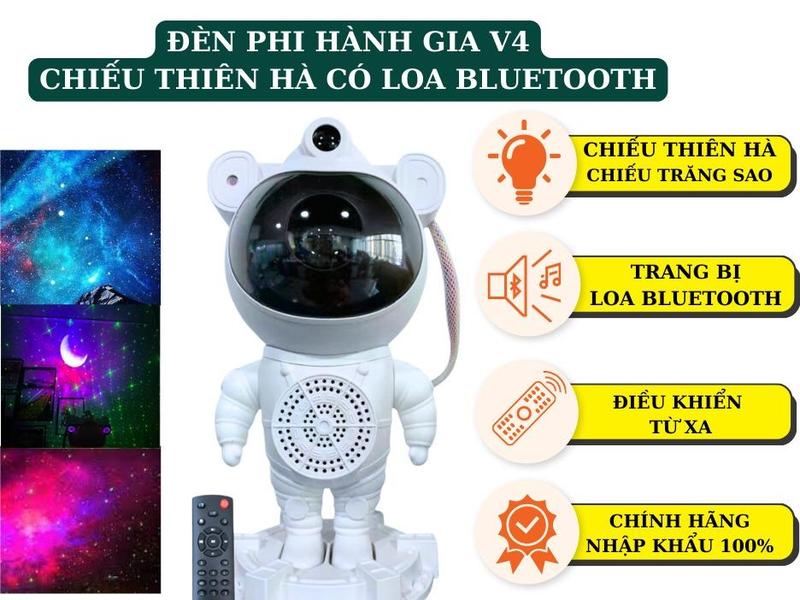 Đèn phi hành gia Pro V4 mẫu 2024 Có Loa bluetooth -Nháy theo nhạc - Chiếu hiệu ứng bầu trời sao Trăng tinh vân dải thiên hà denchieu sao