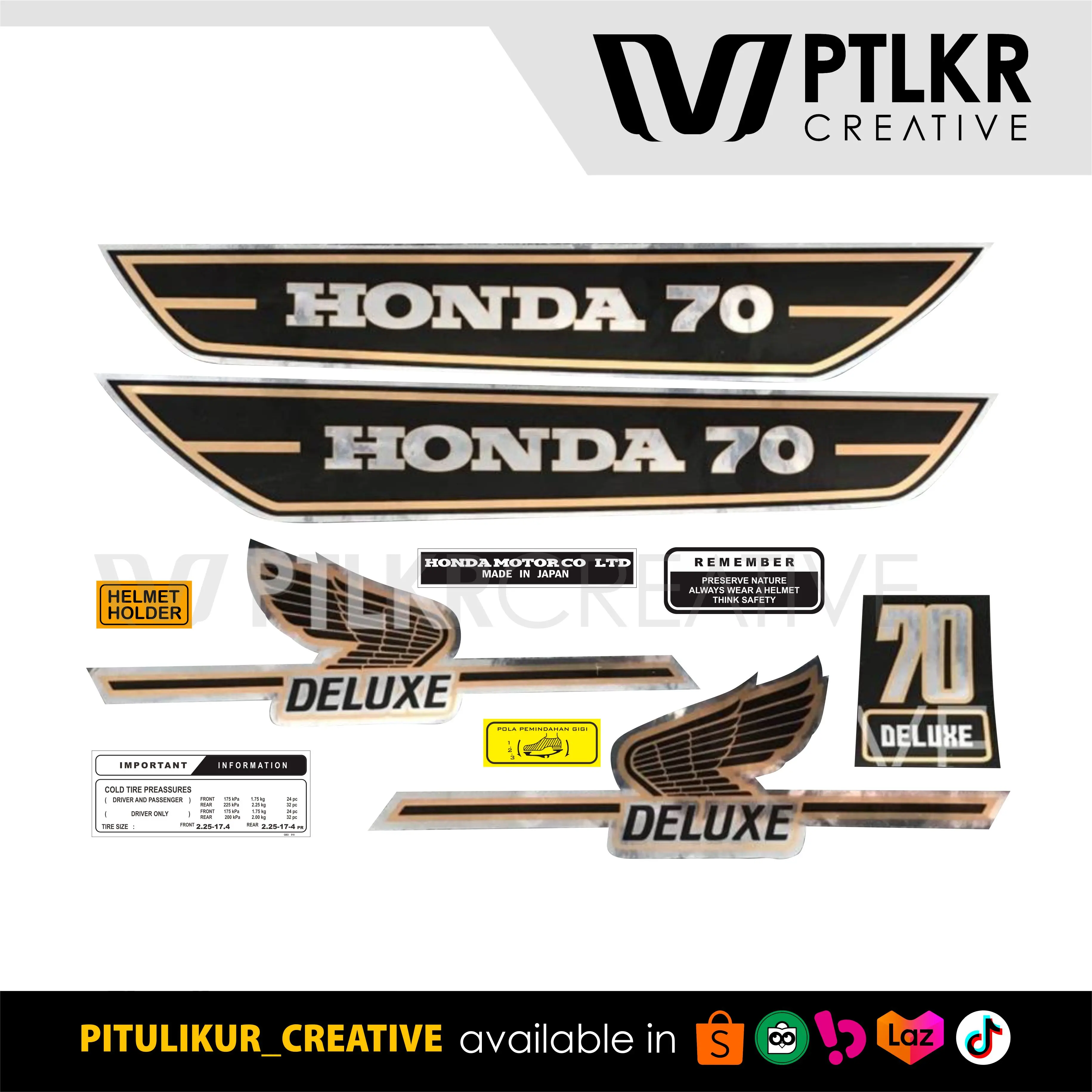 Striping Stiker C70 Hitam Coklat Silver