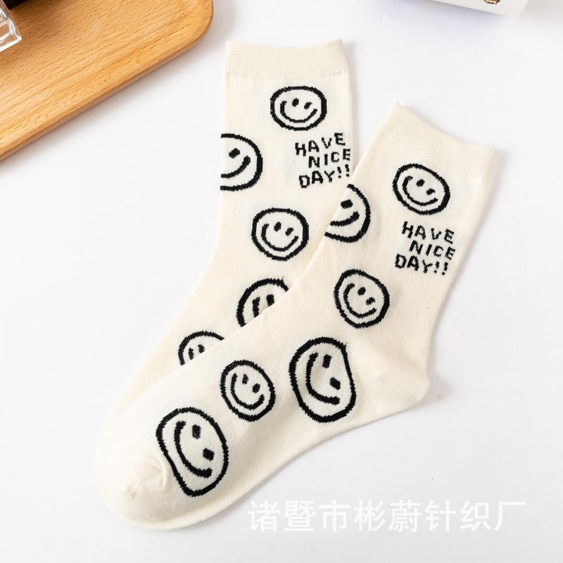 Combo 10 đôi tất cao cổ nữ họa tiết mặt cười dễ thương vớ nữ thông thoáng 7