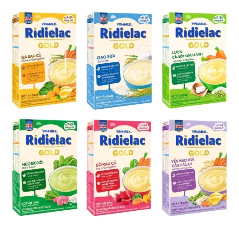 Bột ăn dặm Ridielac Vinamilk đủ vị hộp giấy 200gr