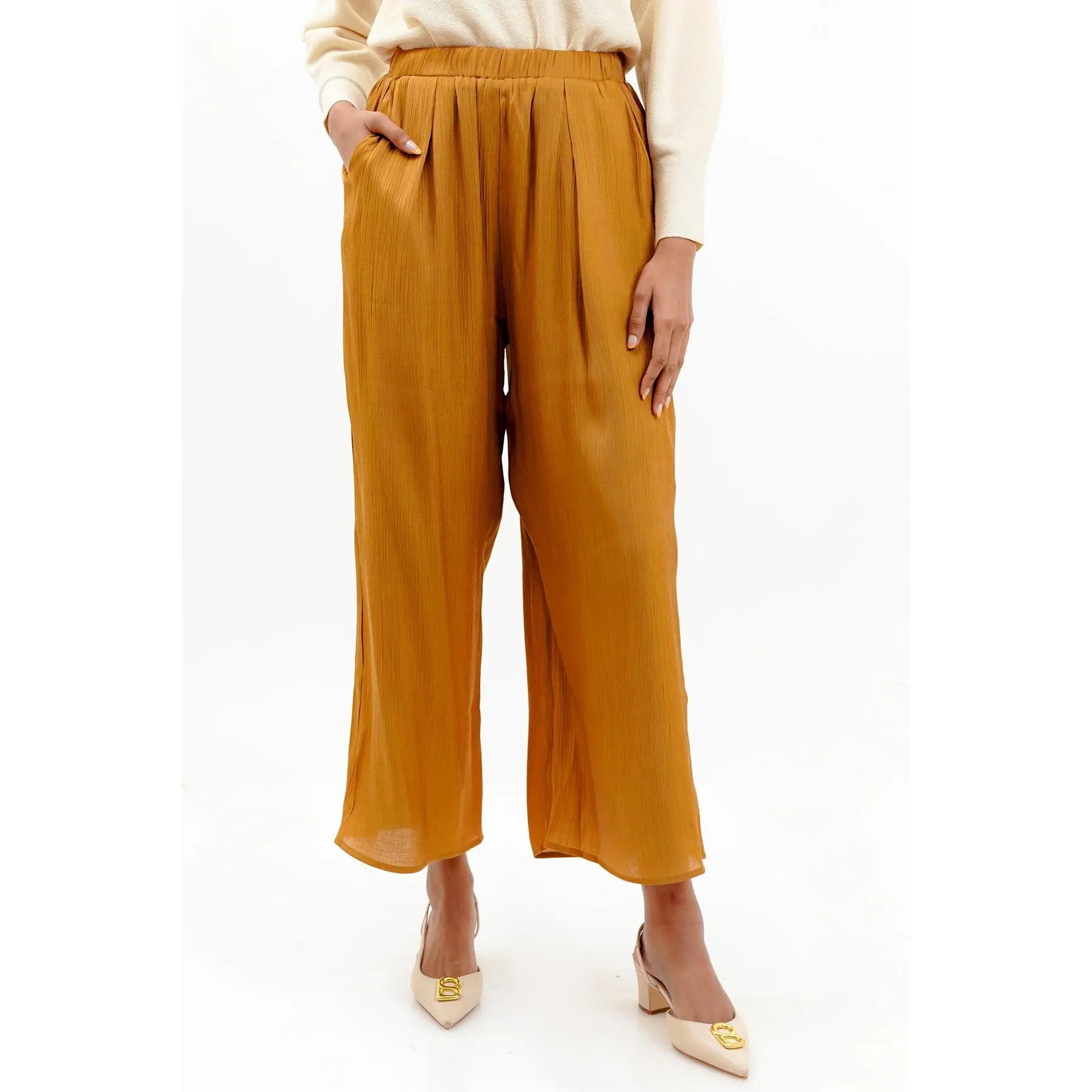 Benang Jarum Alma Pants - Camel - Basic Casual