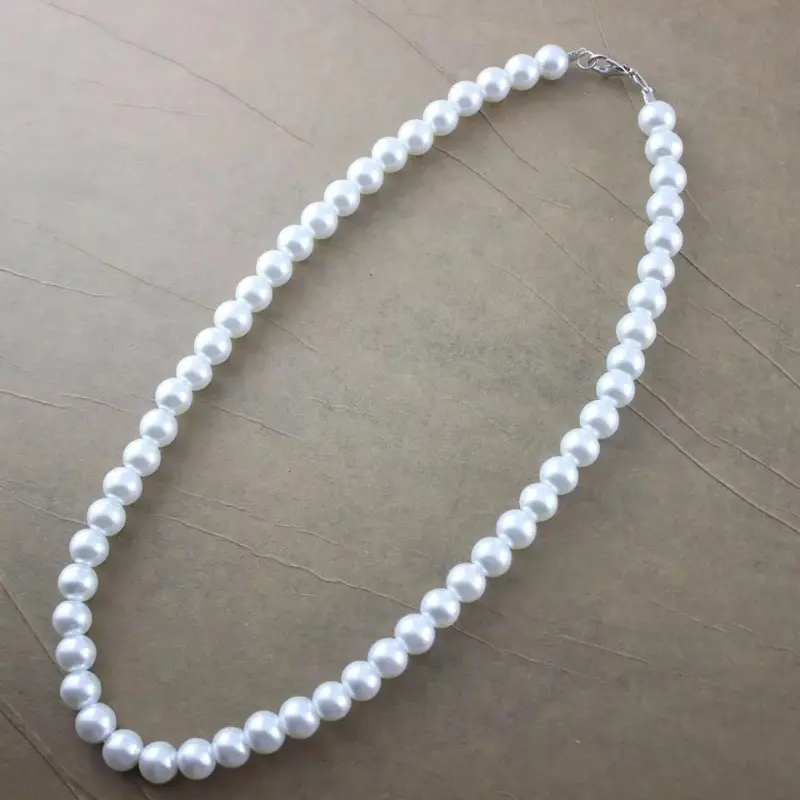 Imitation pearl necklace, beige white pink Korean version jewelry, clothes accessories, collarbone pearl necklace 2 yuan wholesale waist beads tongue scrape amber  jewelry  sets two  hand  necklace