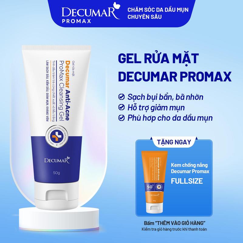 Gel rửa mặt Decumar Anti-Acne Promax Cleansing Gel 100g, sạch sâu dịu nhẹ, cân bằng độ pH cho da mụn - DPG01 0