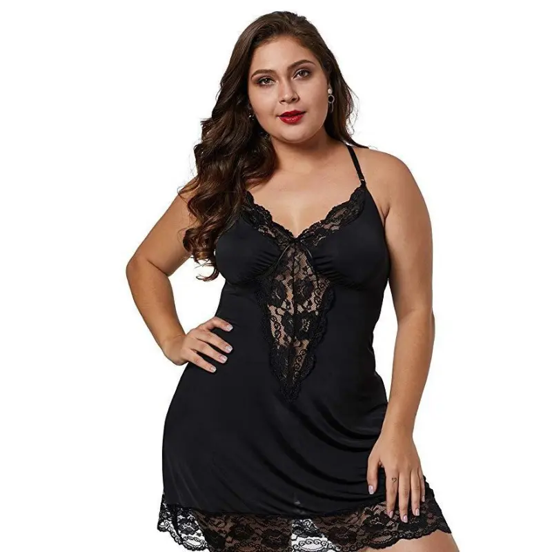 Light Comfortable Lingerie Ladies Sexy Lace V-Neck Sexy Nightdresses Loungewear Ladies Plus Size Pajamas