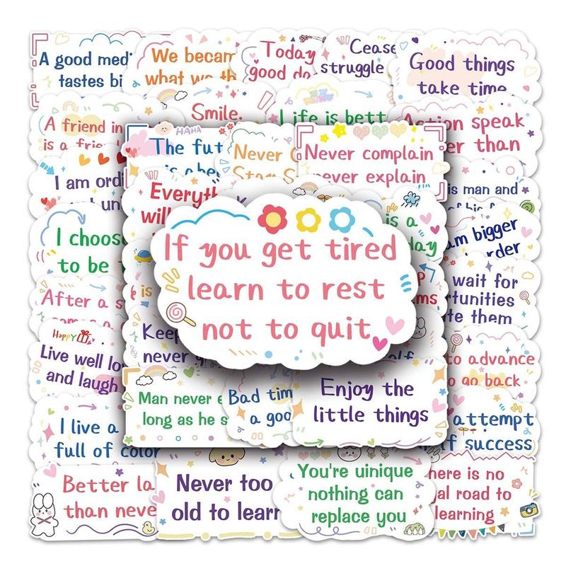 100pcs Motivational English Graffiti Pattern Sticker, Creative Graffiti Decorative Sticker For Computer, Notebook, Luggage, Refrigerator 2