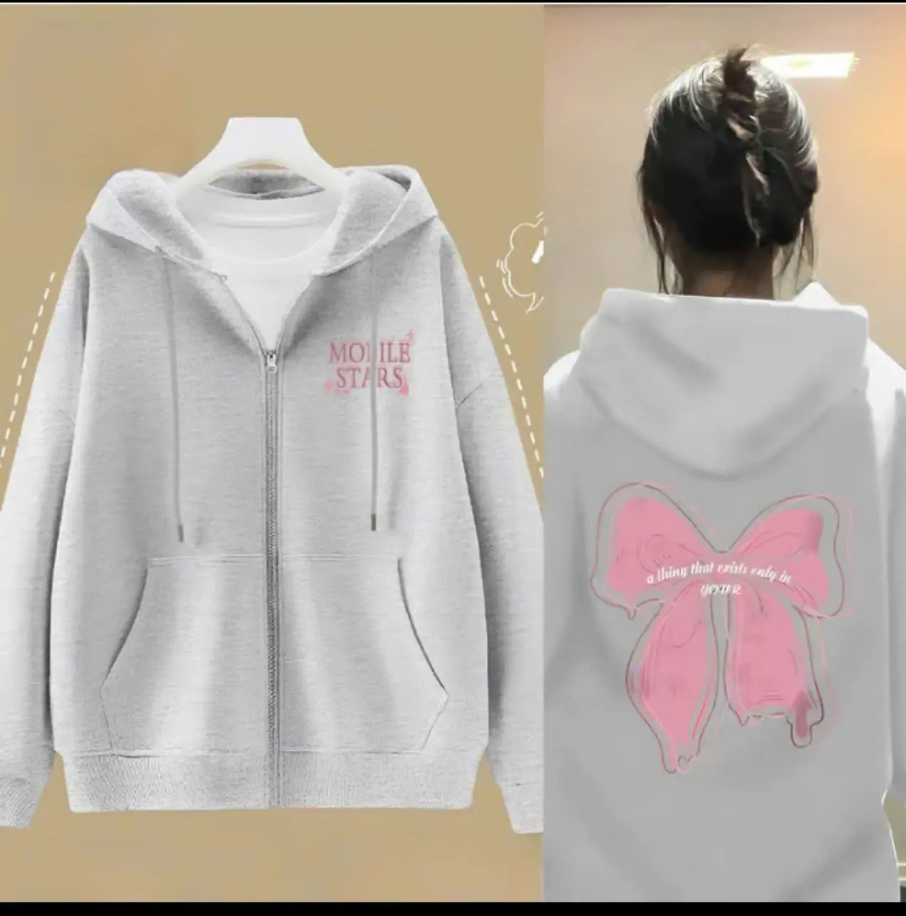 Áo Khoác Hoodie MOBILE STARS In Nổi Siêu Xinh Chống Nắng giữ Ấm Khi gió Lạnh Về Women Top Jacket