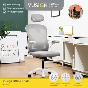vusign Deli Office Chair E4930 - Kursi Kantor Ergonomis Jaring dengan Sandaran Kepala, Kursi Kerja Putar 360°, Adjustable Tinggi, Sandaran Pinggang, Furniture Modern & Nyaman untuk Kantor & Rumah