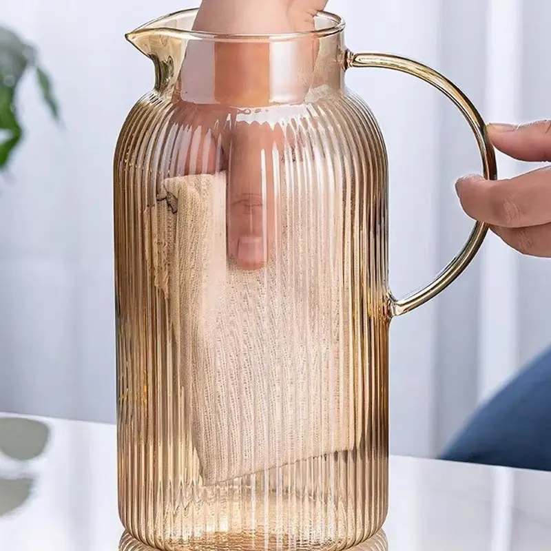 Bình đựnġ Nước Thuỷ Tinh Chịu Nhiệt AB FAMILY Màu Vàng Vân Sọc 4