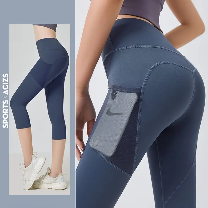 ZYT Quần tập thể dục nữ (5 phần), quần tập yoga dài Có túi bên. Legging, quần legging, quần thể thao Sport Chạy Bộ 2