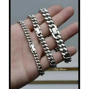 GELANG PRIA TITANIUM MODEL RANTAI JARANG TOP PENGAIT KLIP REDY LEBAR 7MM 9MM 11MM