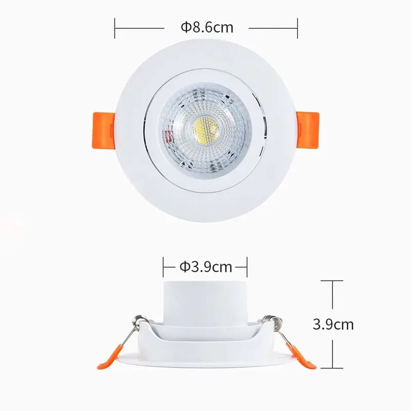 Lampu Downlight Spot COB Led Sorot 5 Watt Hologen 220V Hias Plafon Lukisan Tembok tidur 5w Hias Kamar Rumah Hotel gerak Kuning Putih Neon 1