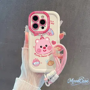 Case Untuk Vivo Y12 Y19s Y04 Y17s Y18 Y29 Y20 Y93 Y100 Y03 Y28 Y15s Y12s Y21 V30 Y78 Y27 Y91C Y11s Y16 Y36 Y22 Y15 Y38 Y91 Y95 Y35 Y11 Y02 Y17 Y33s Y27s Y21s Y1s Y18E Y20s Y20i Y12i Y33T Y02T Y01 V29 Lucu Bahagia Manis Lucu Loopy Lanyard Puffs Soft Cover