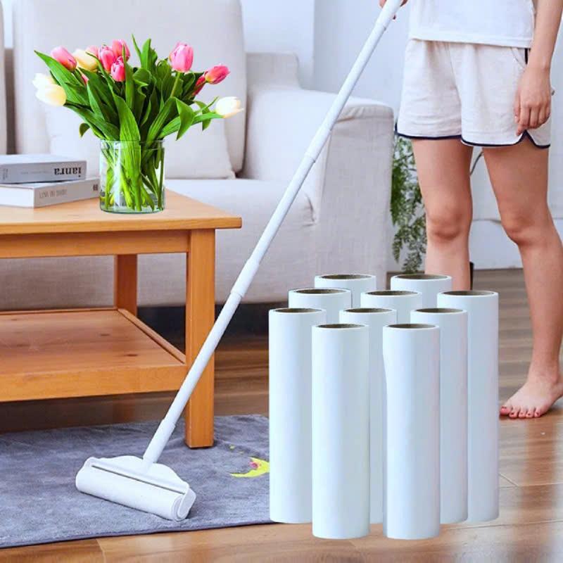 Cây lăn bụi quần áo cán dài 1m2 loại 1 Lõi dài 24cm LOẠI DÀY 55 LỚP KEO Combo 5 lõi 10 lõi đồ lăn bụi gia dụng tiện ích dùng để phủi bụi ghế sofa chăn ga gối nệm giường ngủ lông thú cưng tiện ích Chổi