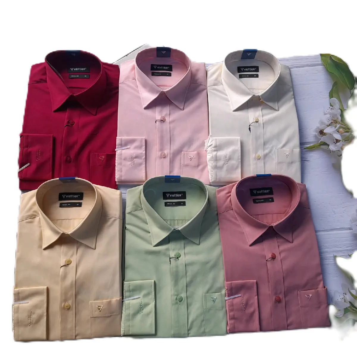 Áo sơ mi dài tay việt tiến fom regular chất liệu poly và cotton lẻ size.