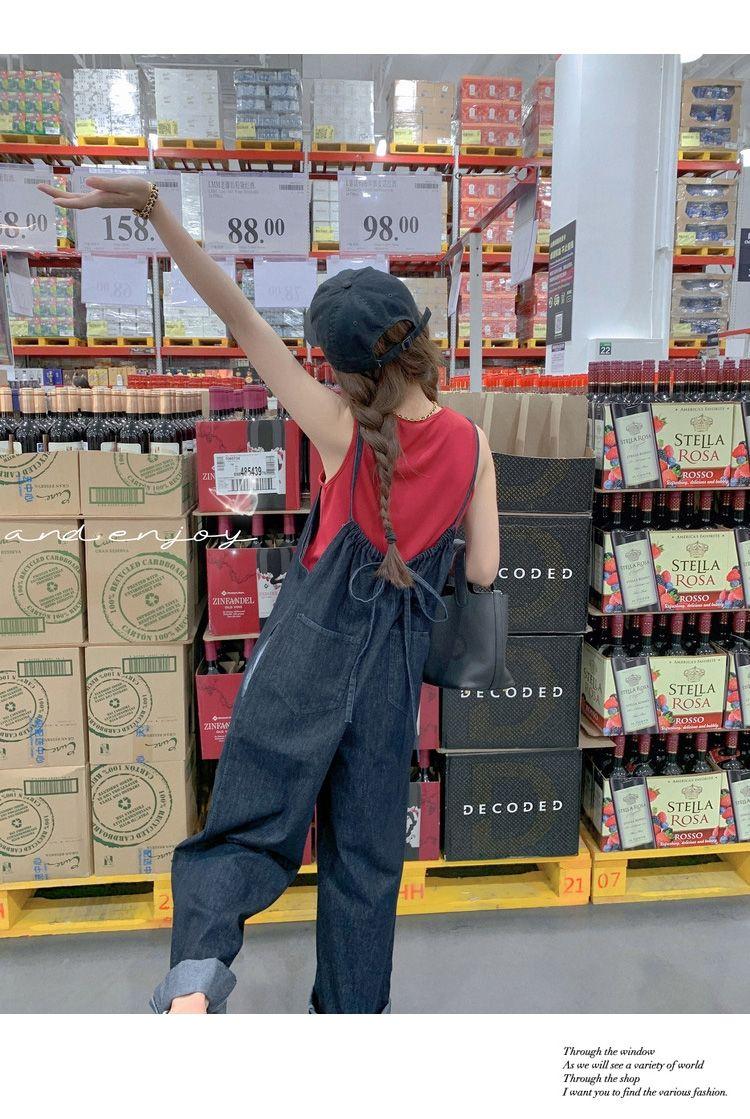 Product Introduction of Quần Yếm Denim, Phong Cách Nhật Bản, Mùa Xuân Và Mùa Thu, Mỏng Và Không Tay, Áo Jumpsuit Quần Nữ, Bó Sát Và Thẳng, Ống Rộng, Có Dây Đeo 11
