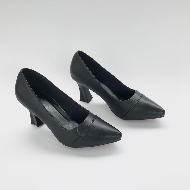 Giày Công Sở Kẻ Ngang Gót  5p và 7p Cao Su Nữ Shoes Hoa 2