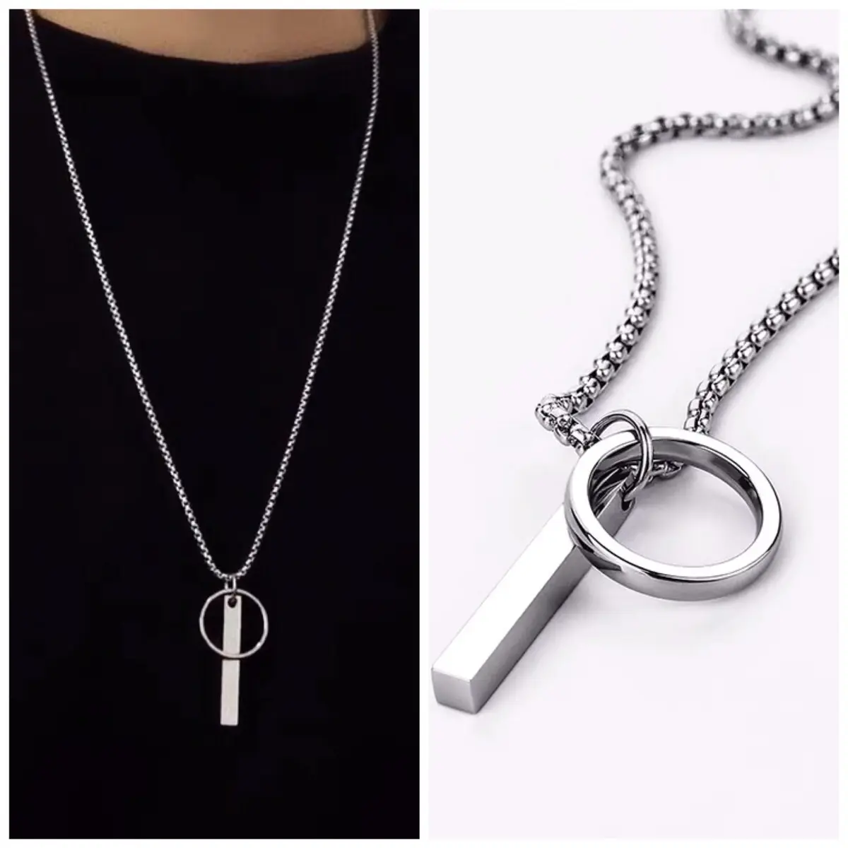 KALUNG TITANIUM PRIA DOUBLE LIONTIN KOREAN STYLE ANTI KARAT TIDAK LUNTUR Stainless