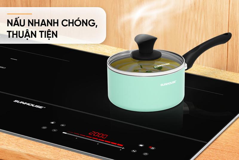 Product Introduction of Quánh chống dính đáy từ Sunhouse SHG-MP16M - Đáy từ - Chống dính 2 lớp an toàn -Tay cầm cách nhiệt, vung kính bền 19