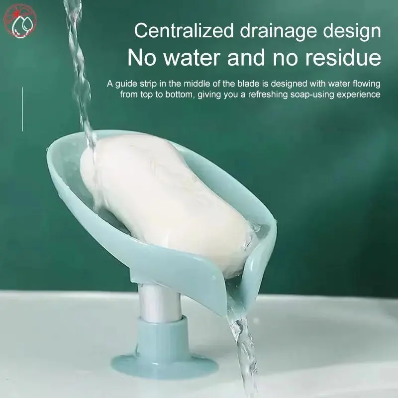 Suction Cup Soap dish For bathroom Shower Portable Leaf Soap Holder Plastic Sponge Tray For Kitchen Bathroom accessories Sink Clear  DGEBR