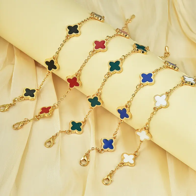Hot New Clover Adjustable Bracelet Female Single-sided Five-leaf Flower Bracelet Jewelry