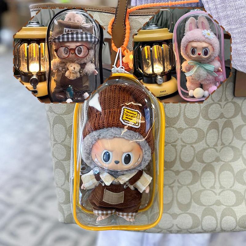 Product Introduction of [Only Bag] Transparent Storage Bag For 15-17CM LABUBU Dust Proof Cotton Doll Baby Walking 19cm Hanging Bag 9