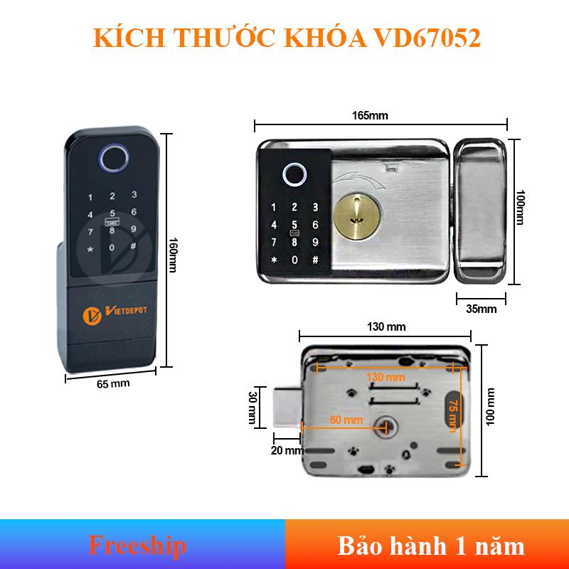 Khoá cửa cổng thẻ từ thông minh chống nước 1/2 chiều Viet Depot VD670511/VD670521 mở khóa vân tay, thẻ từ, mật khẩu, khóa cơ, app Viet Smart
