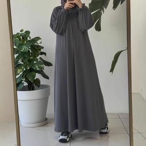 Jubah Muslim, Berkait, Warna Pepejal, Tali Pinggang Pullover Malas, Gaun Panjang, Sesuai untuk Musim Luruh dan Musim Sejuk, Produk Baru