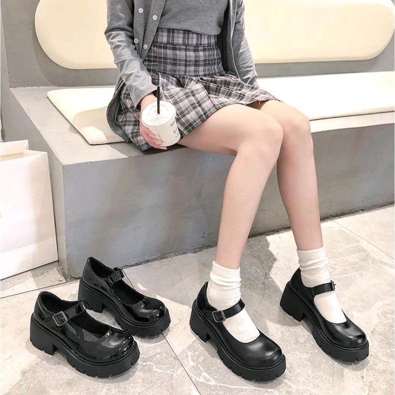 Sepatu loafers wanita sepatu Loly MJ Hitam Putih Shoes Sandal Sendal fantofel  korea 5