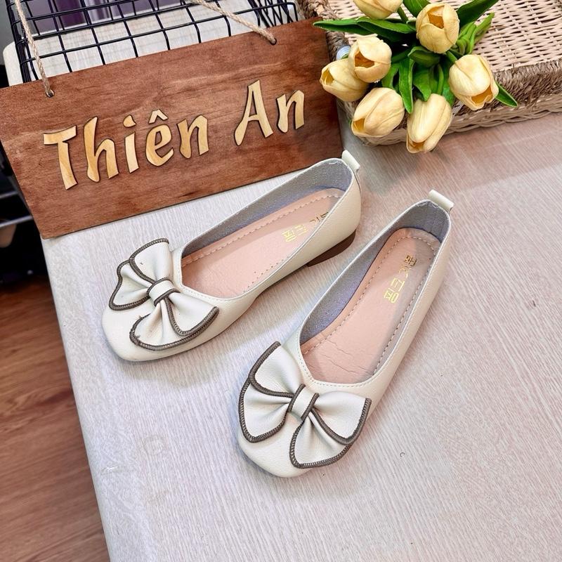 Giày bệt nữ đế dẻo phối nơ hàng QC hộp phom 1.5 Shoes