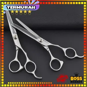 Gunting Rambut Full Stainless Steel Model Flat Cut Barber Salon