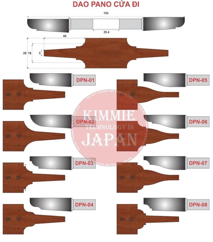 Mũi phay gỗ tubi huỳnh cửa gỗ, dao tubi pano trám cửa Kimmie cao cấp 16 mẫu chỉ, cốt 25.4mm và 30mm