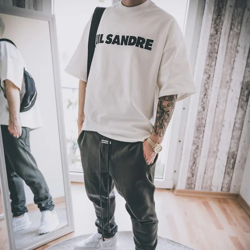 Jil Minimalist Style High Street OS Version Sander Letter Printing Gender-Free Wear Short Sleeve Fashion Brand T-shirt Men and Women