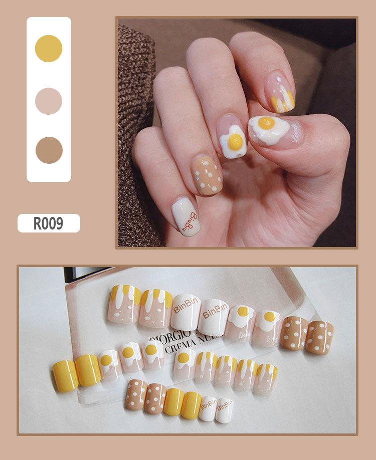 Product Introduction of Fake Nails Finished Stickers Cute Nail Stickers Wearable Nail Stickers Removable Fake Nail Pieces 24 Pieces 19