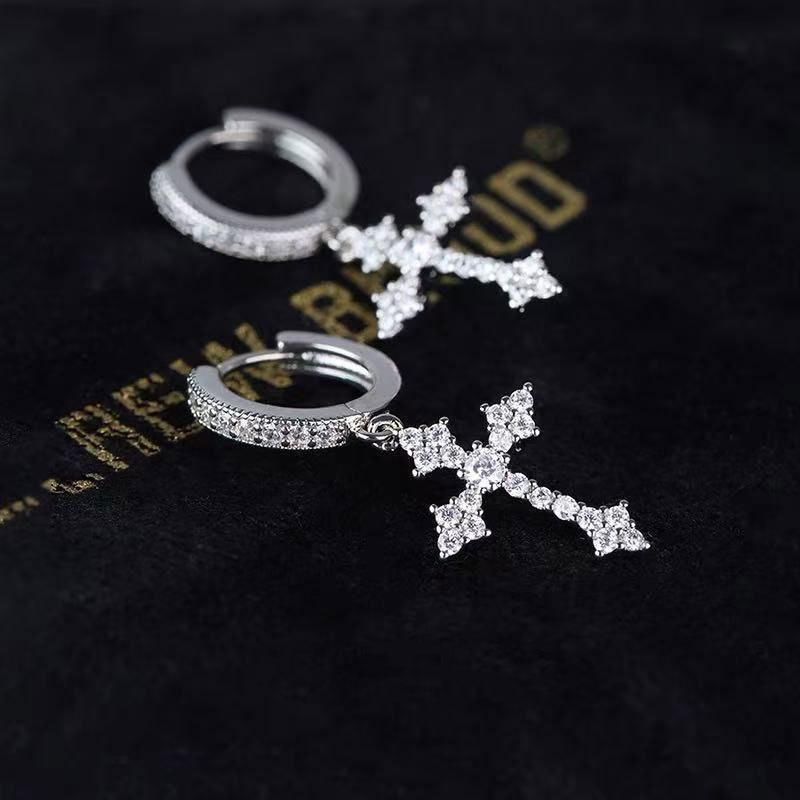 Product Introduction of Bộ Vòng Cổ và bông tai chữ thập, Lấp Lánh, với Zirconia, Phong cách Hiphop, Vibe Hiphop, Đồ trang sức Zirconia, Phát sáng, Vòng Cổ phong cách Hiphop 10