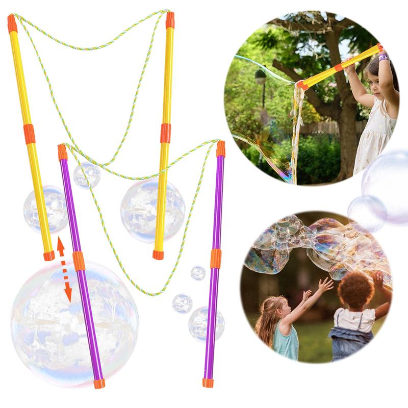 Product Introduction of Outdoor 1Set Double Pole Bubble Rope Color Giant Bubble Circle Garden Toy Big Bubble Stick Outdoor Fun for Kids Bubble Tool 40