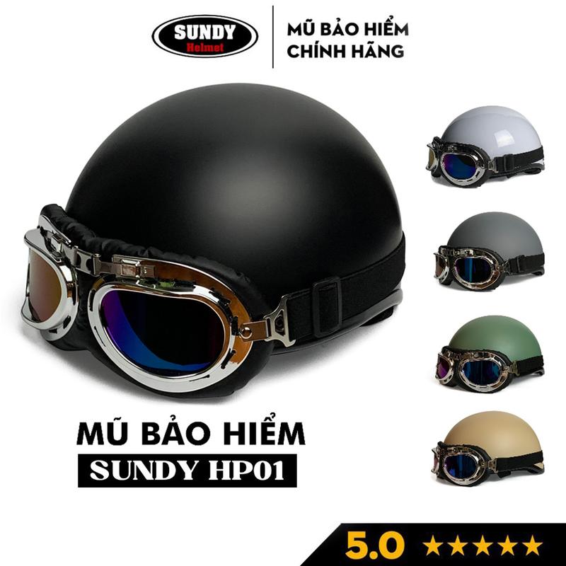  Mũ bảo hiểm nửa đầu SUNDY Helmet nhiều màu sắc thời trang cá tính kèm kính UV phi công Freesize  55-59cm  